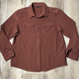 Rhone Mens Stowaway Shirt Overshirt Soft Stretch Relaxed Fit Cinnamon Size XL